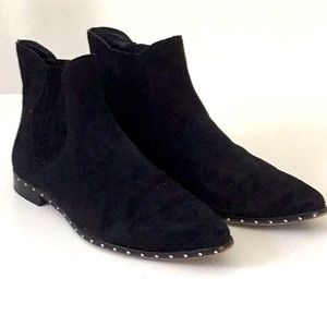 Rebecca Minkoff Black, Suede Ankle Boots Stud Trim Motorcycle, Goth Western 90’s